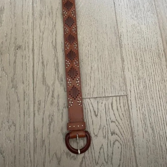 VINTAGE Abercrombie & Fitch genuine leather Studded Leather Belt New main image 6